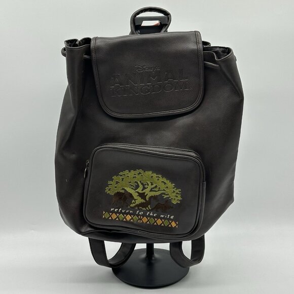 VTG Disney World Animal Kingdom Bag Brown Faux Leather Embroidered Tree Of Life - Picture 12 of 16